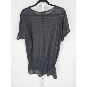Dotti Women's Black Net Mesh Short Sleeve Swimsuit coverup Size M